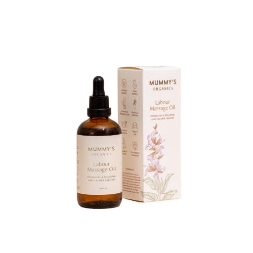 Organic Labour Massage Oil | Clary Sage & Frankincense | Award-Winning | Made by Midwives | Promotes Natural Pain Relief & Relaxation | Essential Pregnancy & Labour Kit | 100ml | Mummys Organics