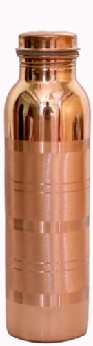 BishtHub Lot de 2 bouteilles d'eau en cuivre martelé et 1 bouteille d'eau en cuivre antifuite pour usage de cuisine (1 000 ml chacune) – vue 2