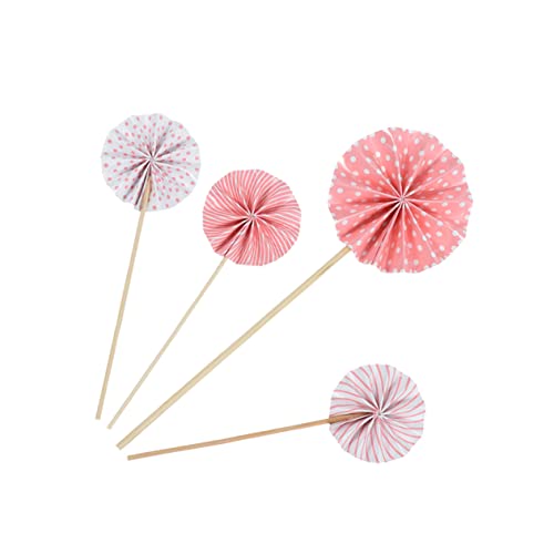 ABOOFAN 20pcs Folding Fan Cake Inserts Creative Decorative Picks for Birthday Wedding Festival Celebrations for Ice and More