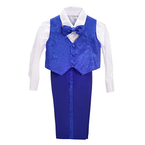 Image of Dressy Daisy Boys Classic 5-Piece Jacquard Tuxedo Suit, Black White Blue