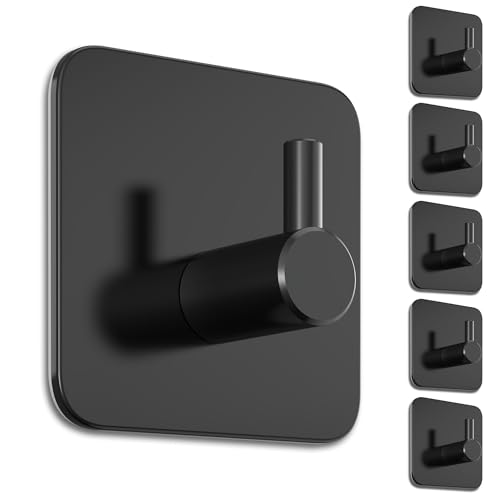 4smile Portasciugamani senza fori, 6 pezzi, colore nero