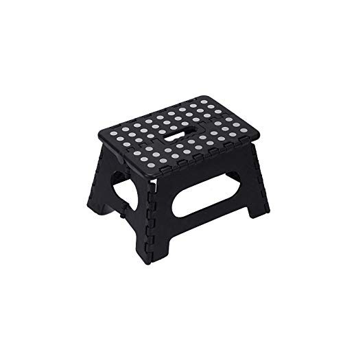 OUZHOU Taburete plegable de 150 kg con cojinete porttil fuerte antideslizante duradero prctico plegable de plstico interior al aire libre plegable taburete para pesca adultos nios negro