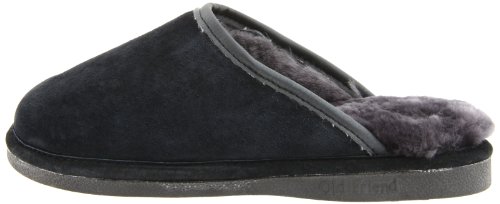 Old Friend Mens Scuff Slipper, Black/Dark Grey, 10.5-11.5 Wide Us #TOP6