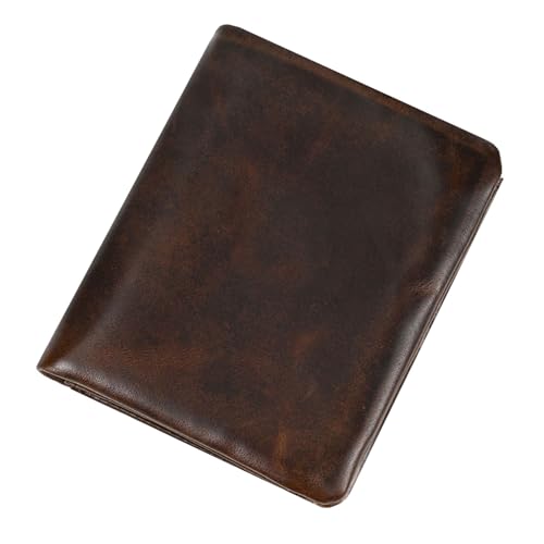 Wallets Men small Genuine Leather Bifold Slim RFID Blocking Wallet Credit Card Holder for Men(Brown)