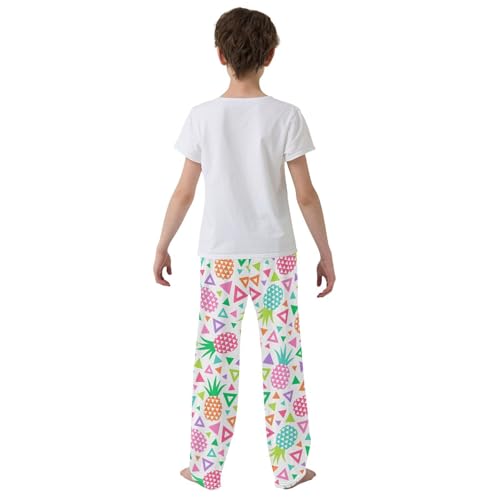 ZZXXB Pineapple Geometry Boys Long Pants Soft Trousers Elastic Waist Kids Lounge Bottoms with Pockets S-XL3