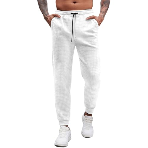 Mens Plaid Sweatpants Casual Drawstring Waist Athletic Jogging Pants Comfort Breathable Training Running Trousers