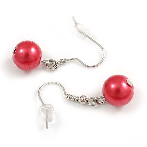 Juego de collar rojo y pendientes de gota de cristal con cadena de 40cm 7