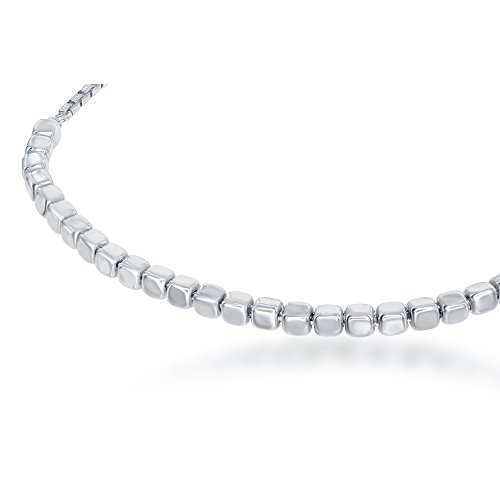 Sterling Silver/Rose/Gold Plated Italian Adjustable Bolo Square Bead Adjustable Bracelet w/Dangling Heart Charms3