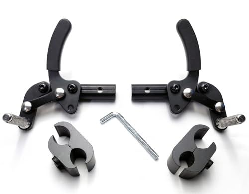 Wheelchair Brake(Left/Right),Wheel Lock, Push, Reversed,High Mount Pull (Curved Handle),W/Tools and 1"Wheel Lock Clamp,Aluminums,for Ki Mobility and Sunrise Wheelchair. Replacement Parts,1Pr,Black.