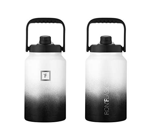 Iron °Flask Sports Water Bottle - 128 Oz/One Gallon,1 Lid, Vacuum Insulated Stainless Steel, Hot Cold, Double Walled, Thermo Mug, Metal Canteen Jug Growler (Day & Night) #TOP2