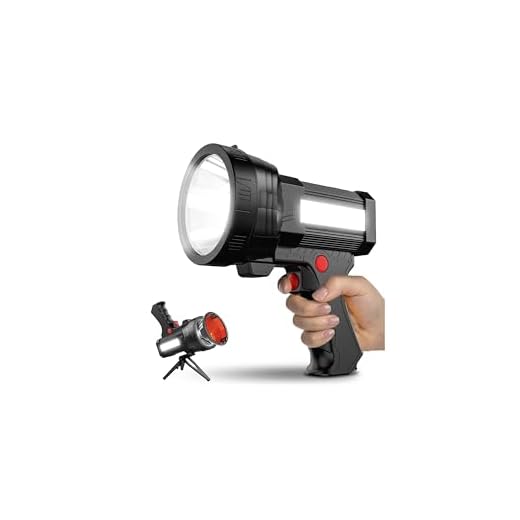 BIGSUN Rechargeable Spotlight, High Lumens 160000 LED Flashlight with Multi-Purpose Floodlamp, Built-in 10000mAh Battery Pack, Outdoor Handheld spot Light, for Farm, Hunting,Camping, Car, Boat -IPX45