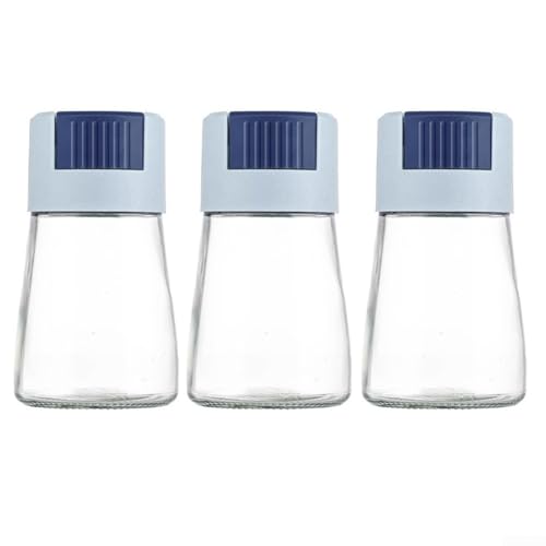 3 tarros de especias dispensadores de medición con salero y pimentero para condimentos precisos y desordenados (azul 3 piezas)
