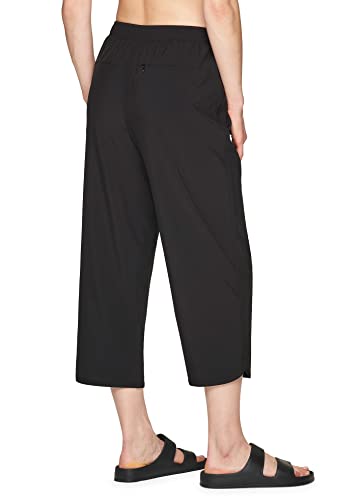 Rbx Women's Lightweight Quick Dry Relaxed Cropped Woven Pant Capri Black Xl #TOP1