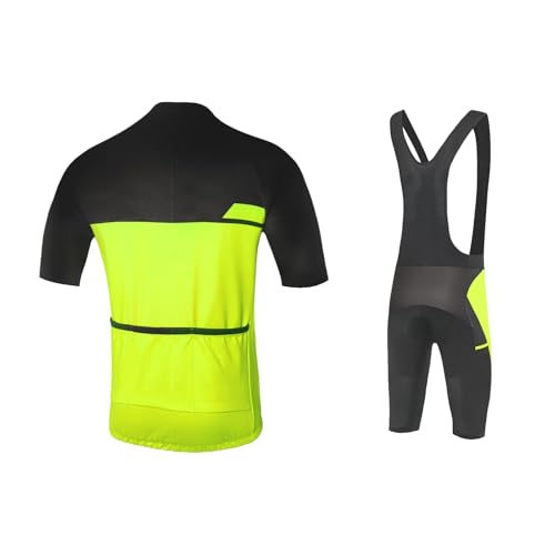 VeloZenith Abbigliamento Ciclismo da Uomo Estiva,Maglia Manica Corta Con 3 Tasche+3D Gel Pantaloncini,Traspirante Sportivo Ciclismo Moda Set per Mountain Bike Tuta MTB