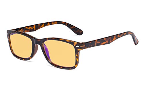 Eyekepper Blue Light Blocking Computer Reading Glasses Women Men with Amber Tinted Filter Lens - Classic Readers - Tortoise