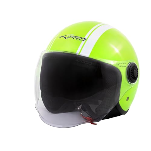 Kask Jet Moto zielony skuter graficzny, biały, Sunshade, podwójny wizjer, homologacja ECE, M