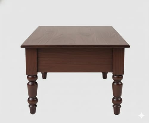 Image of MISAN Solid Sheesham Wood Coffee Table - Elegant Center Table with Two Spacious Drawers | Sturdy & Stylish Wooden Furniture for Home & Living Room (A - Walnut)
