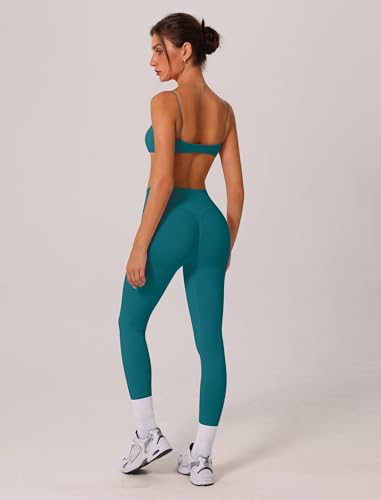 ABOCIW Workout Sets for Women 2 Piece Seamless Bandeau Strappy Sports Bra High Waist Leggings Yoga Gym Work Out Clothes2