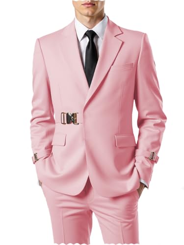 Drolia Formal Men's Suits Regular Fit 2 Piece Prom Tuxedos Notch Lapel Jacket+Trousers for Wedding Grooms