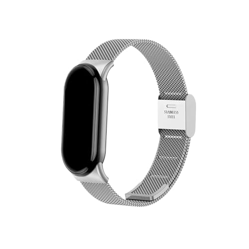 [LOKLNEYK] ���ԃX�e�����X�x���g�ɓK������Xiaomi Band 9/8(Silver,For Miband 9)