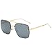 Sonnenbrille,Metall Damen Sonnenbrille Rahmenlose Schnittkante Zweifarbige Farbverlauf HD Mode Sonnenbrille Damen Brille, Hellgold / 3 Grau Hell Quecksilber