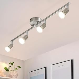 Glitzerlife Deckenstrahler 4 Flammig Deckenleuchte küche - LED Deckenlampe GU10 küchenlampe Modern Deckenspot innen Schwenkbar Flurlampe Edelstahl für Schlafzimmer Wohnzimmer Ohne Leuchtmittel
