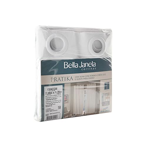 Cortina Varão Bella Janela 260x170cm Pratika Blackout Corta Luz Lisa Branco