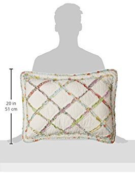 Image of Laura Ashley - Standard Quilted Sham, Soft Cotton Decorative Pillow Cover with Envelope Closure, Ruffle Trellis Design, 20x26, Cottage Core Decor (Ruffled Garden)
