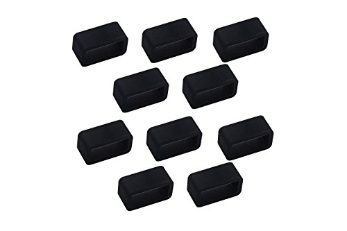 10 Pcs Security Fix Clasp Compatible with Samsung Galaxy Gear Fit Compatible with Fitbit Flex/Charge HR, Compatible with Garmin Vivofit Wristband Fastener Loop Ring Smart Watch Band Tight - Black