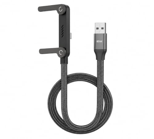 Image of Invisible Holder Charger Cable with Stand, 65Super Fast Charging 2-in-1 Fast Charging Cord & Multi-Angle Phone Stand for Gaming, Office, Car Travel, Type-C Charging-Cable (USB Type C - 1.5m)