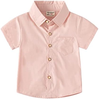Boy’s Button Short Sleeve Down Shirt Summer Cotton T-Shirts Toddler Baby Uniform Tops