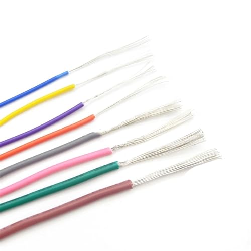 Outdoor Extension 2 Meters 5 Meters UL1007 Electronic Wire Copper Cable Insulated 14AWG to 30AWG White Black Red Yellow Green Blue Brown Solar sheathed(Brown,2meter 24AWG)