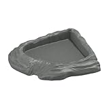 Gralara Cuenco Agua Plato Alimentación Piscina Esquinera Textura Roca PP Adecuado para Lagartos Y Tortugas Decoración de Terrarios Plato de Comida, Gris, Individual