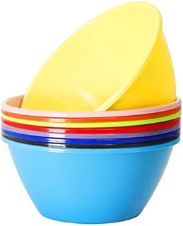 Youngever 9 Pack 3500ML Plastic Mixing and Serving Bowls, Re-usable Large Popcorn Bowls, Salad Bowls, Chip and Dip Serving Bowls, Set of 9 (Rainbow)