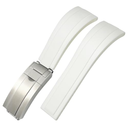 Bracelet montre caoutchouc 20mm blanc compatible Rolex Submariner Daytona