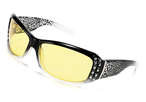 FEISEDY Women Yellow Sunglasses Wrap Around Anti Glare Driving Night Glasses B2547