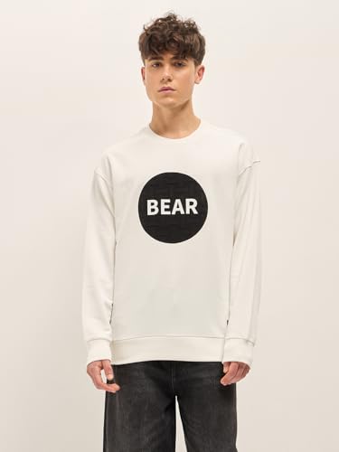 Image of THE BEAR HOUSE Men Typography Printed Round Neck Cotton Pullover Sweatshirt