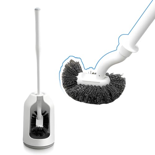 Brosse WC,WideSmart Ensemble de Brosse et Support de Toilette,Brosse de Toilette avec nettoyant pour Bords,Anti-Goutte,Antibactérienne,Nettoyage en Profondeur Salle de Bain et WC