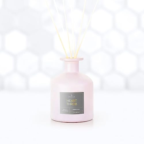 Life in Lilac Heart Throb Diffuser: Amber and Oud, Fragrant Reed Diffuser Set with 7 fl oz. Diffuser Oil and Reed Sticks, Made in The USA, Office and Home Decor, Fragrance Gift