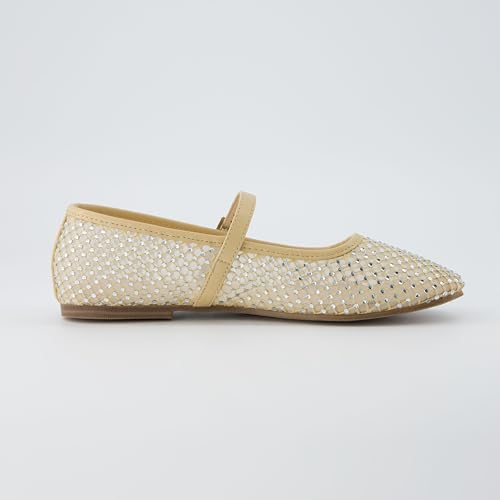 CUSHIONAIRE Women's Maxie Rhinestone Mesh Flat +Memory Foam and Wide Widths Available4