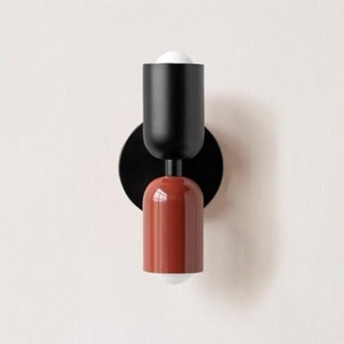 Aplique de pared ajustable de dos luces lámpara minimalista metálica mid-century negro y rojo