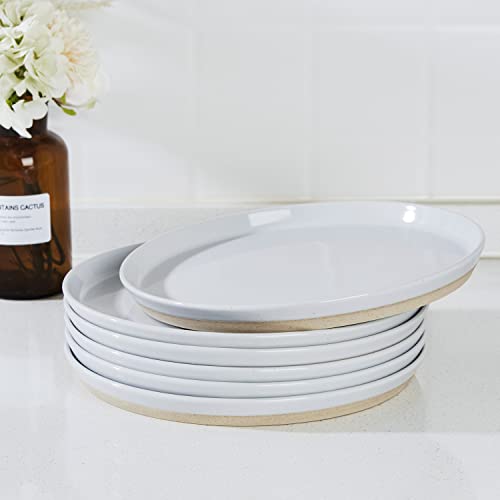 Famiware Saturn 6 Pieces Dinner Plates, 10.5 Inch Plate Set, Scratch Resistant, Stoneware Dinnerware, Kitchen Modern Rustic Serving Dishes, Light Gray #TOP4