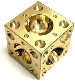 JTS Brass Dapping Block Doming Block 1-3/8" - 35mm Cube Half Spheres Holes Forming