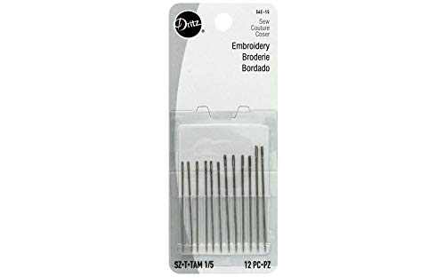 Dritz 56E-15 Embroidery Hand Needles, Size 1/5 (12-Count)