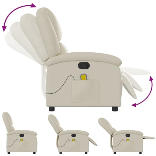 Gecheer Massagesessel mit Relaxfunktion, Kunstleder, Creme, Sessel Wohnzimmer Fernsehsessel Liegesessel für Entspannung Homeoffice Leseecke3205448 – Bild 6