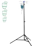 Verstellbarer Tragbarer Infusionsständer von 90-190 cm, Klappbar Infusionsständer mit 4 Haken 3 Netztaschen Ablagekorb für Zuhause Pflegeheime Klinikum (Ohne Räder)