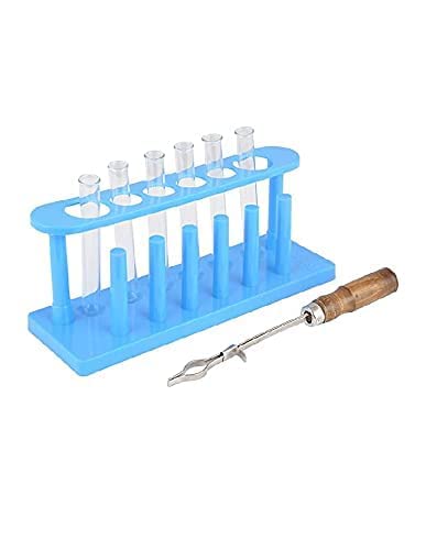 FZN Test Tube Stand and Borosilicate Glass Test Tubes (15 x 125 mm) with Rim and Wooden Handle Chromium Plated Test Tube Holder Combo of 8 Products (B0BQBN5VRR) Amazon Price History, Amazon Price Tracker