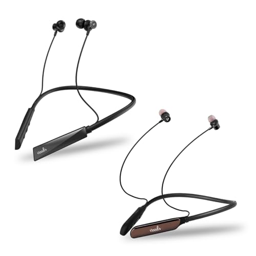 Image of Voods V Collar Ultra Voice Changer & Active Plus Neckband Combo, 130H Standby Time, Magnetic On /Off Buds with Vibration Alert, Dual Pairing, Fast Charging, IPX6 (Red & Black)