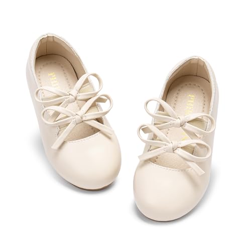 Image of PHIRAMIN Toddler Flower Girl Dress Shoes - Little Girl Mary Janes Flats Wedding