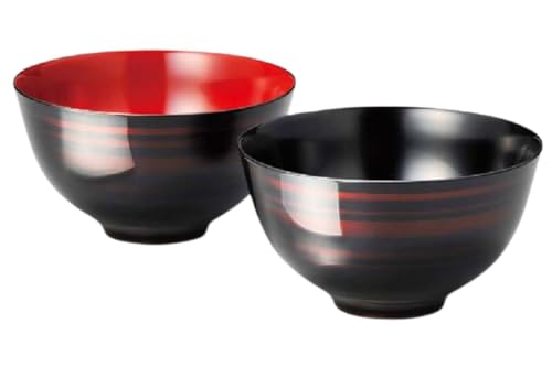 J-kitchens 汁椀 日本製 彩波 大椀ペア 白檀 (2客) 14.4cm 漆塗り 手塗り その壱